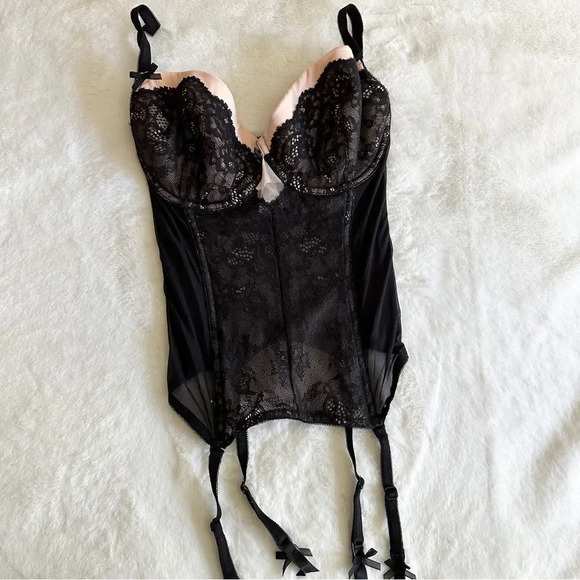 Victoria's Secret Other - Victoria's Secret Black Pink Corset Lingerie Top Women's Size 34D